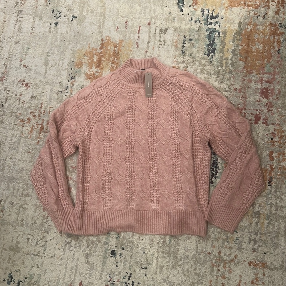 J Crew Pink Alpaca Mock-Neck Sweater